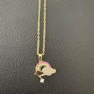 Stainless Steel Gold Rainbow Necklace